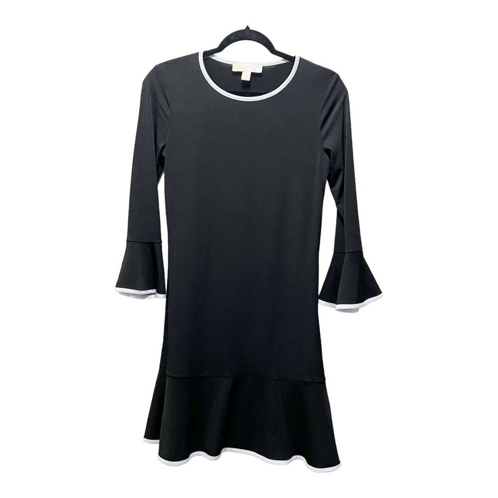 Michael Michael Kors Black White Trim Long Sleeve Bell Sleeve Formal Dress Sz XS
